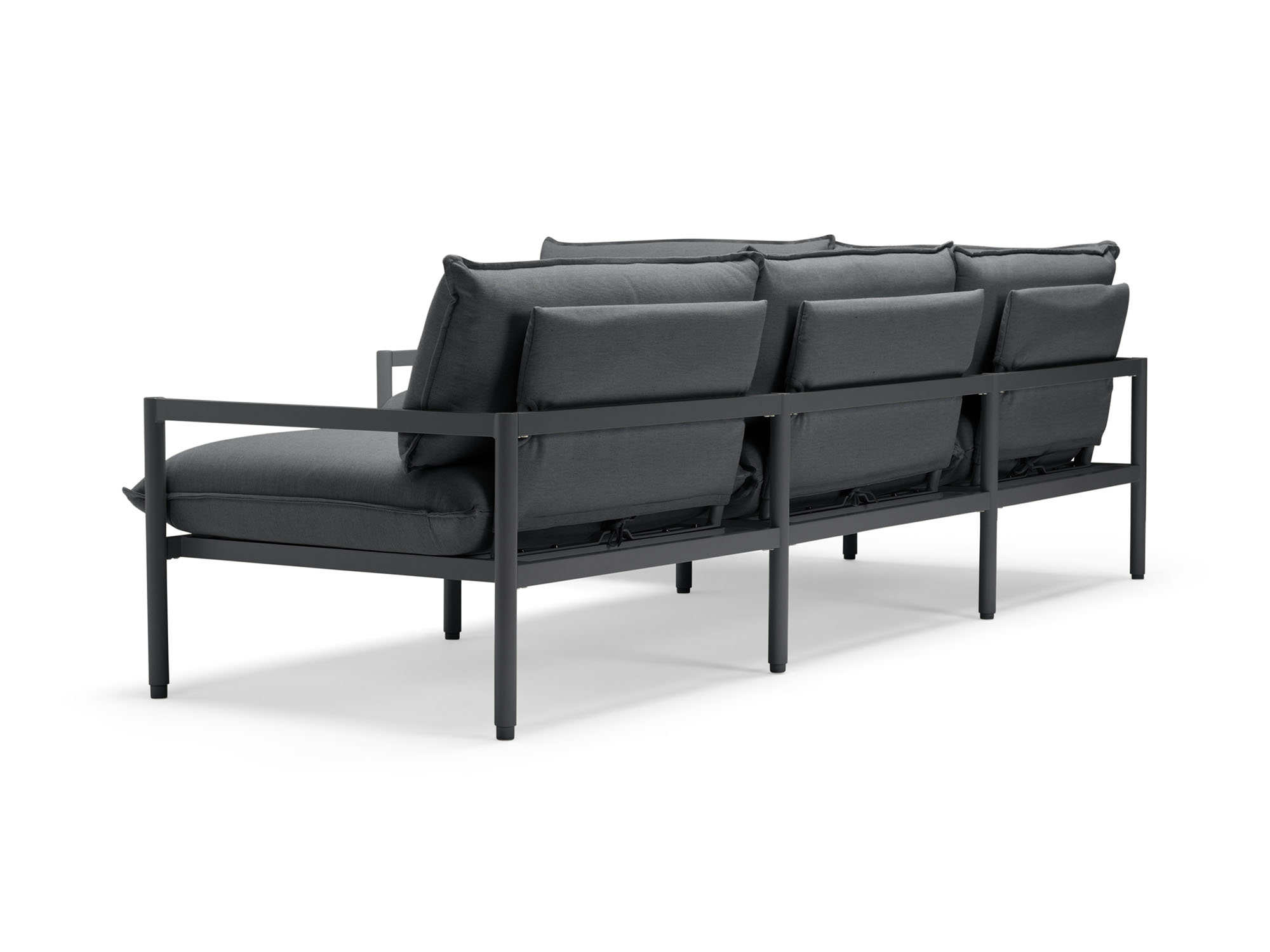 Back angle view of 2-piece black outdoor sectional sofa
